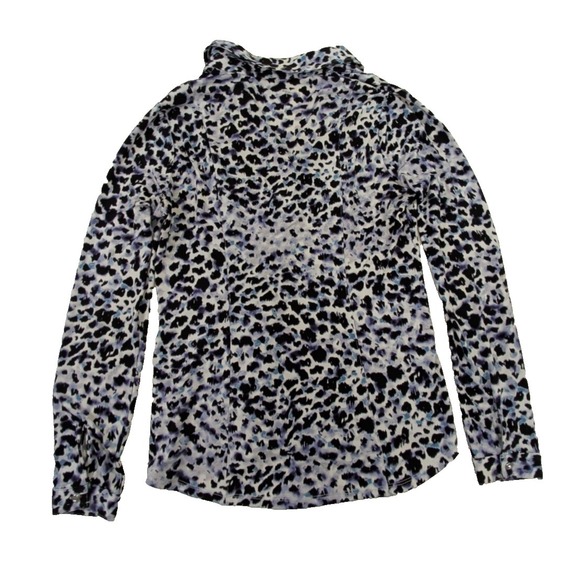 Cache Button Front Blouse Womens M Leopard Print Stretch Y2K Indie Office Casual - Picture 11 of 14
